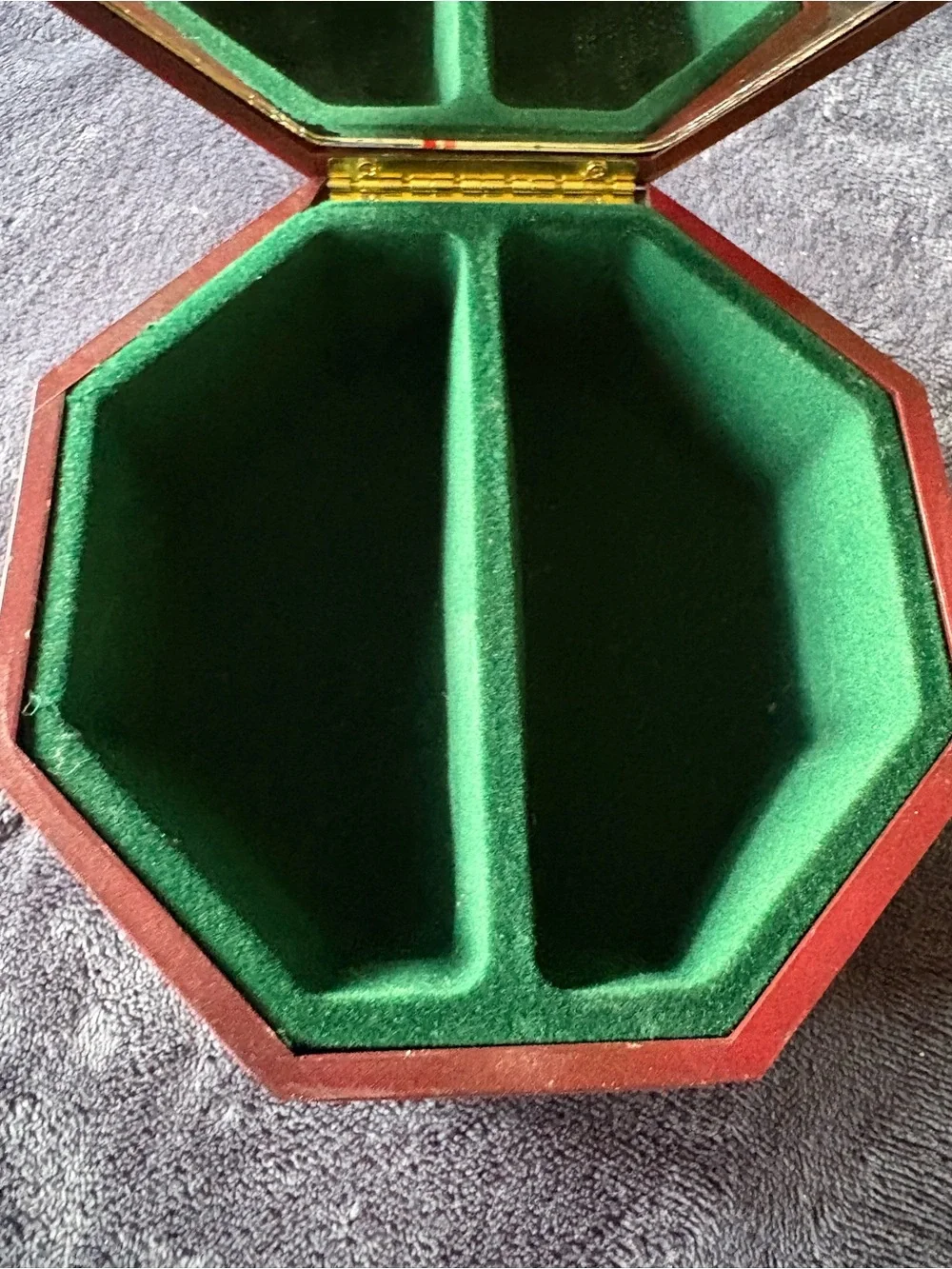Decorative Hexagonal Jewelry Box with Gold Accents & Mirror